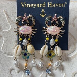 Vineyard Haven crab seashore nautical earrings
